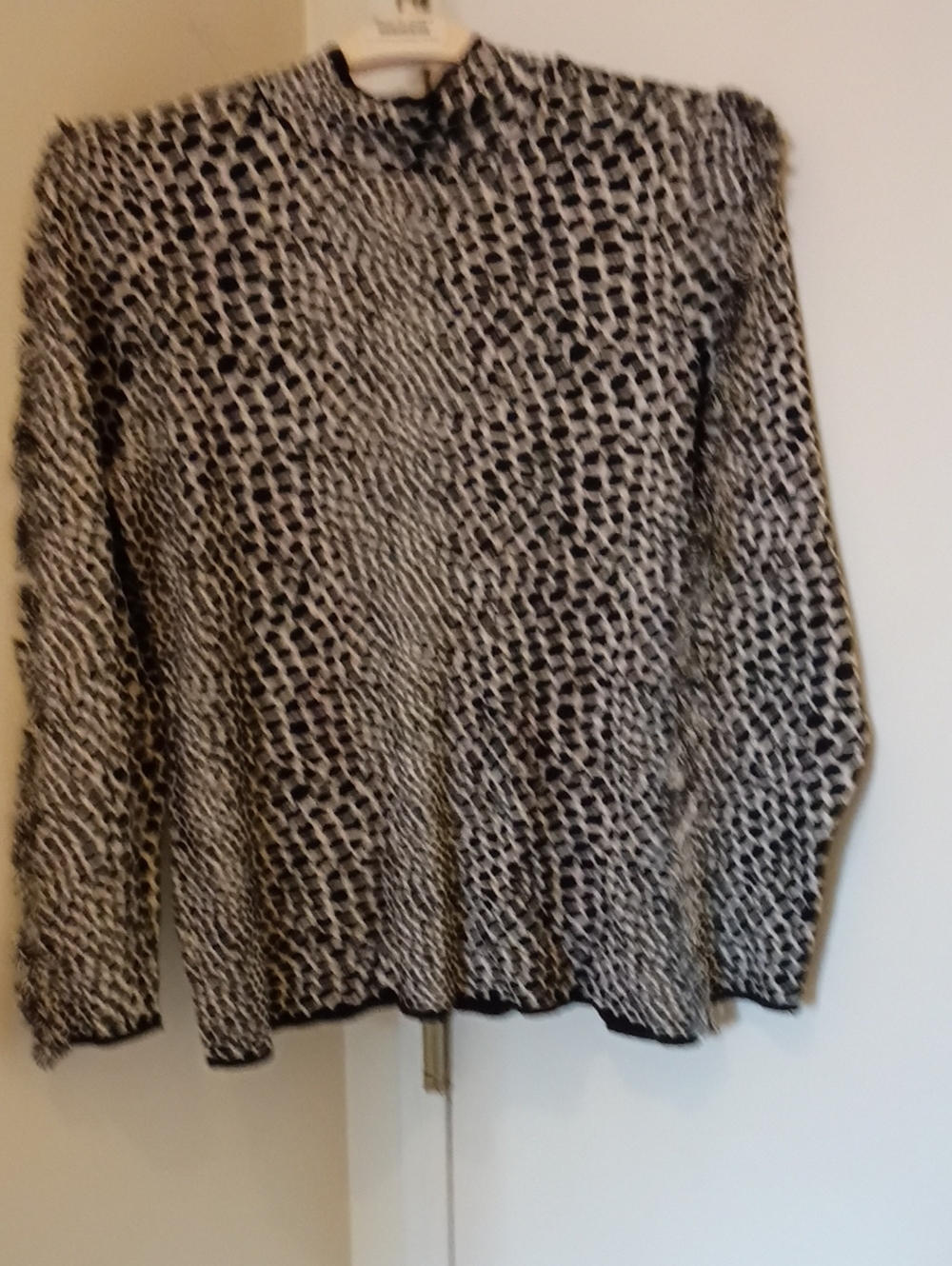 INC International Concepts Black and White Marled Knit Top